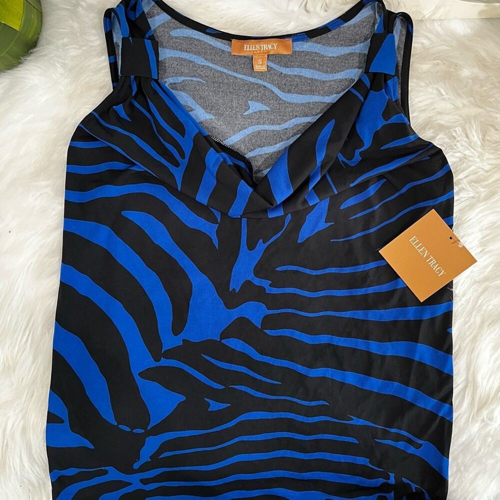 NEW Ellen Tracy Striped Cowl Neck Zebra Two Tone Casual Sleeveless Top S NWT - Picture 7 of 13
